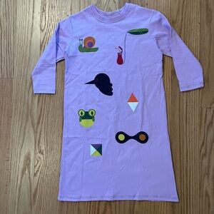 Kids Long Sleeve Lilac Graphic Nightdress - Playful Animal Prints
